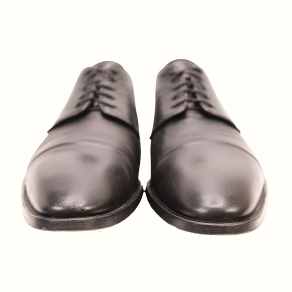 Ralph Lauren Italy Mens 10.5 Black Soft Leather Dress Shoes Cap-toe Derby Oxford - Picture 10 of 12